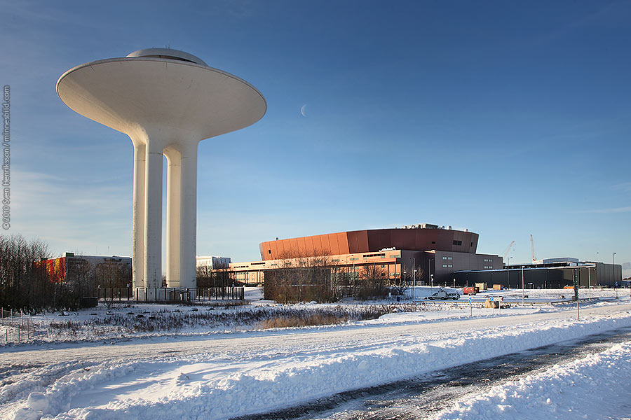 Malm� Arena i soluppg�ng. Foto: Sven Henriksson, Minnesbild.com